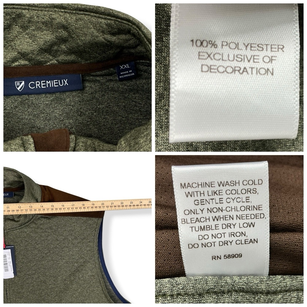 Cremieux Vest Men XXL Green Brown Quilted Full Zip Sleeveless NWT - Picture 15 of 15